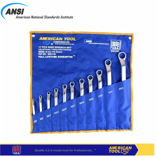 Kunci Ring Elliptical 75Degree 11Pcs Set American Tool 8957960