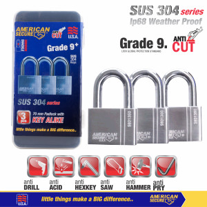 Gembok Key Alike 70mm x 3Pcs American Secure S931370K3