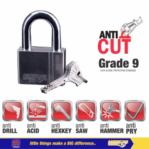 Gembok American Secure 50mm Pendek Master Key By Req S931350m