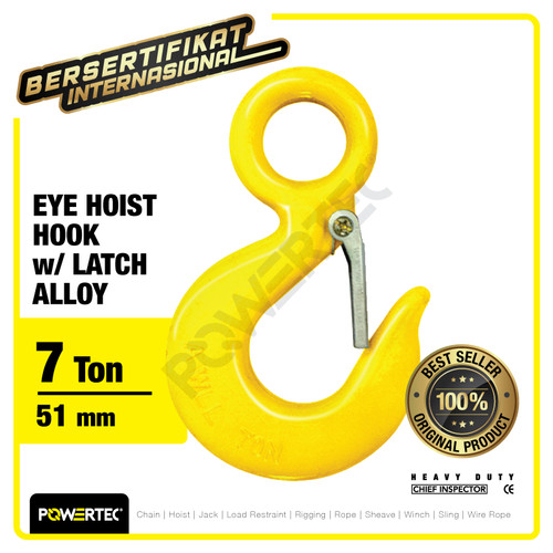 Eye Hoist Hook with Latch Alloy 7 Ton POWERTEC