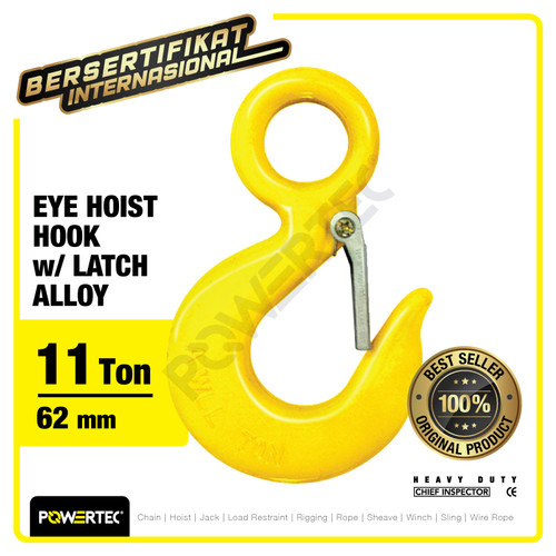 Eye Hoist Hook with Latch Alloy 11 Ton POWERTEC