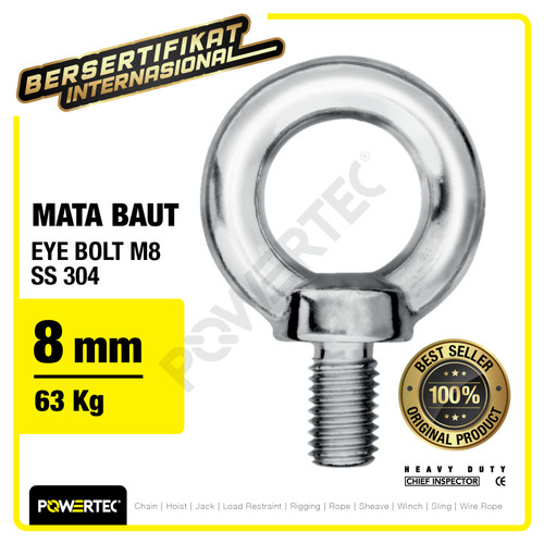 Eye Bolt / Mata Baut POWERTEC SS 304 M8 POWERTEC