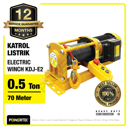 Electric Winch Hoist 500 Kg x 70 Meter 1 Phase KDJ-E2 POWERTEC