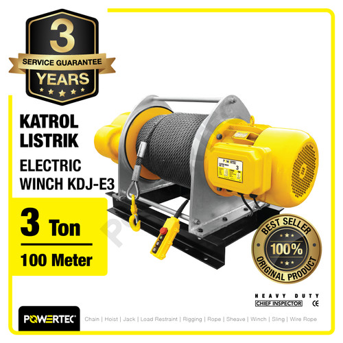 Electric Winch Hoist 3 Ton x 100 Meter 3 Phase KDJ-E3 POWERTEC