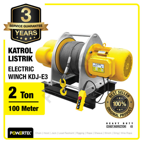 Electric Winch Hoist 2 Ton x 100 Meter 3 Phase KDJ-E3 POWERTEC