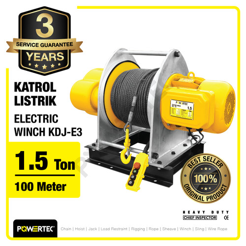 Electric Winch Hoist 1.5 Ton x 100 Meter 3 Phase KDJ-E3 POWERTEC