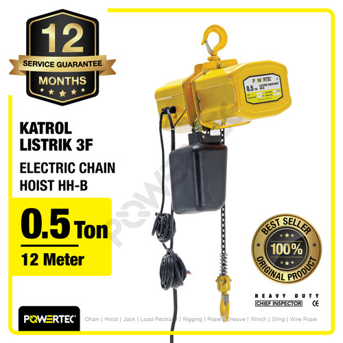 Electric Chain Hoist 0.5 Ton x 12 Meter HH-B 3F POWERTEC