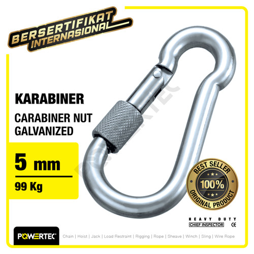 Carabiner / Karabiner Nut Galvanized 5 mm POWERTEC