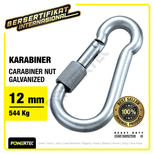 Carabiner / Karabiner Nut Galvanized 12 mm POWERTEC