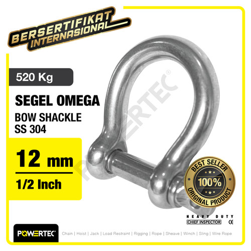 Bow Shackle Omega Stainless Steel 304 12mm Segel SS POWERTEC