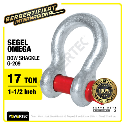 Bow Shackle Omega G209 17 Ton - 1-1/2'' POWERTEC Segel Screw Pin