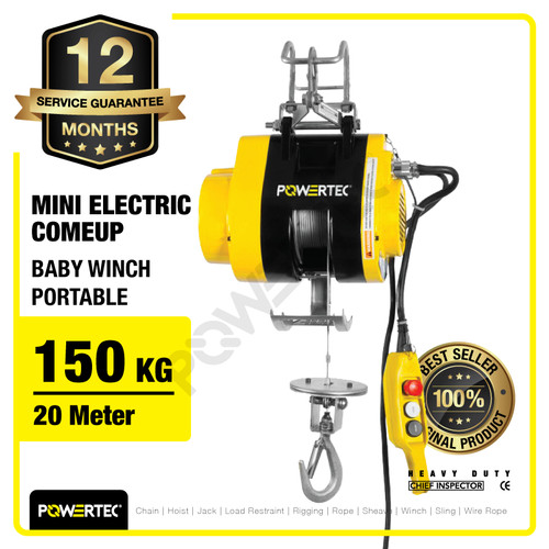 Baby Winch Portable Mini Electric 150 Kg x 20 Meter POWERTEC