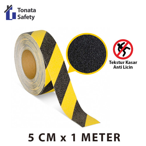 Anti Slip Tape / Lakban Anti Licin Kuning Hitam 5 cm x 1 Meter