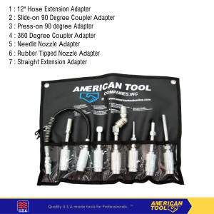 7 Pcs Grease Gun Fitting Accessories American Tool 8957637