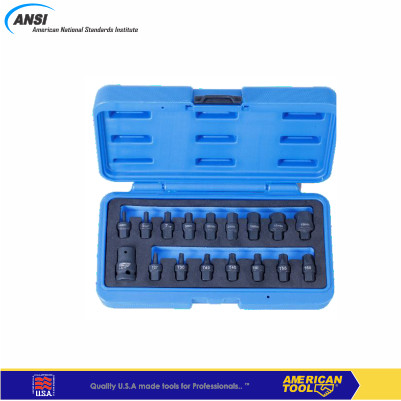 1/2" DR IMPACT HEX & TORX BIT SOCKET SET 18 PCS American Tool 8958793