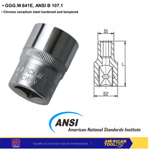 1/2" DR 6PT mata socket 9 mm American Tool 8957253