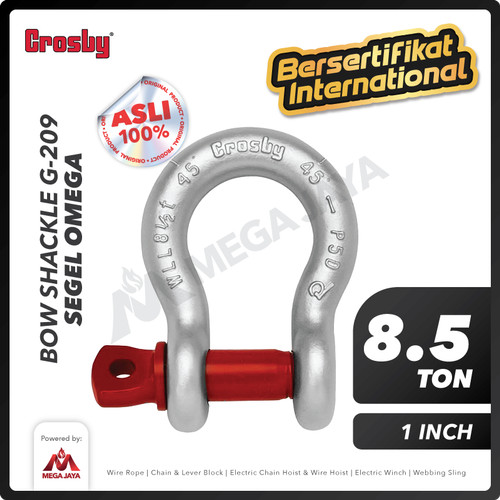 Bow Shackle Omega G209 8.5 Ton - 1" CROSBY Segel Screw Pin