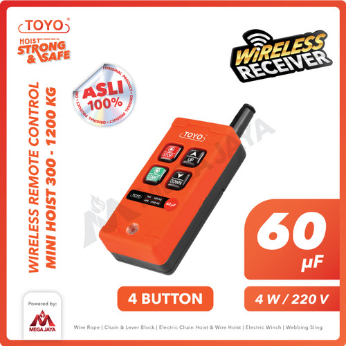 Wireless Remote Control Mini Hoist 220V 4 Button 2 Direction 60μF TOYO