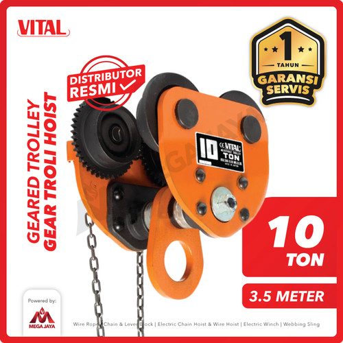 Geared Trolley / Gear Troli Hoist 10 Ton x 3.5 Meter VITAL