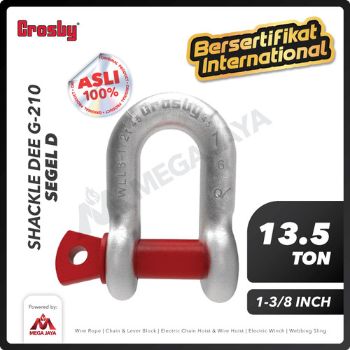 Shackle D G210 13.5 Ton - 1-3/8" CROSBY Segel Dee Screw Pin