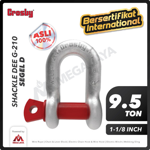 Shackle D G210 9.5 Ton - 1-1/8" CROSBY Segel Dee Screw Pin