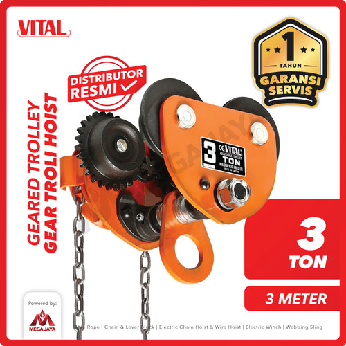 Geared Trolley / Gear Troli Hoist 3 Ton x 3 Meter VITAL