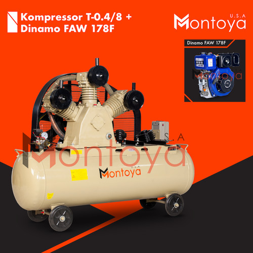 Kompresor angin MONTOYA 5,5 hp T-0.4/8 + Diesel FAW 178F