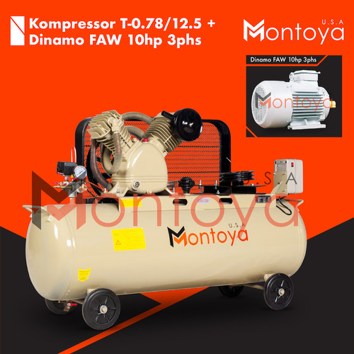 Kompresor angin MONTOYA 10 hp T-0.78/12.5 + Dinamo 10 hp 3 phase