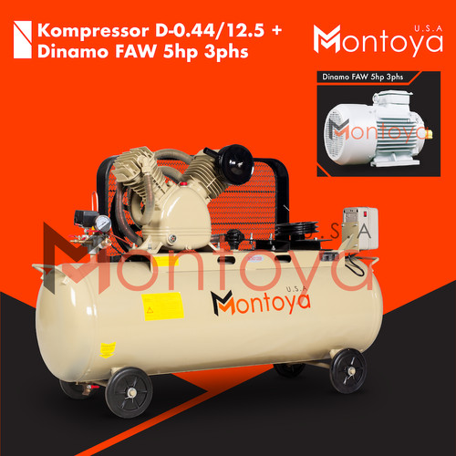 Kompresor angin MONTOYA 5,5 hp D-0.44/12.5 + Dinamo 5,5 hp 3 phase