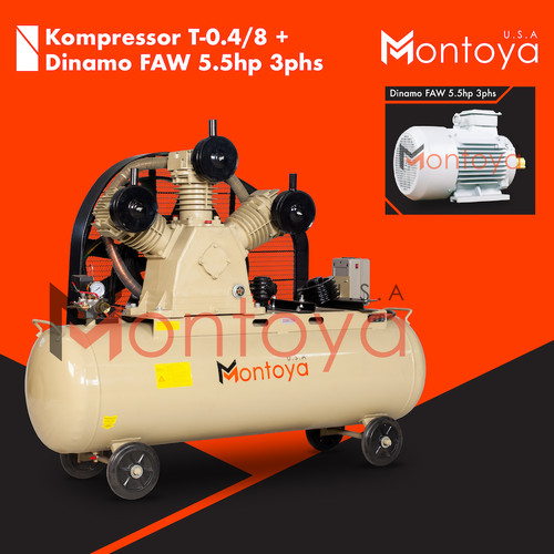 Kompresor angin MONTOYA 5,5 hp T-0.4/8 + Dinamo 5,5 hp 3 phase