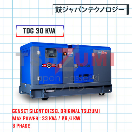 Genset Diesel Super SIlent 30kva Tsuzumi TDG 30 KVA 3 phase