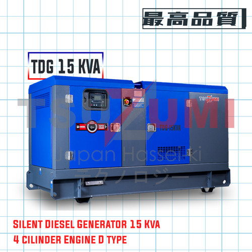 Genset Diesel Super Silent 10 15 20 25 KVA Tsuzumi TDG 15 KVA 3 Phase