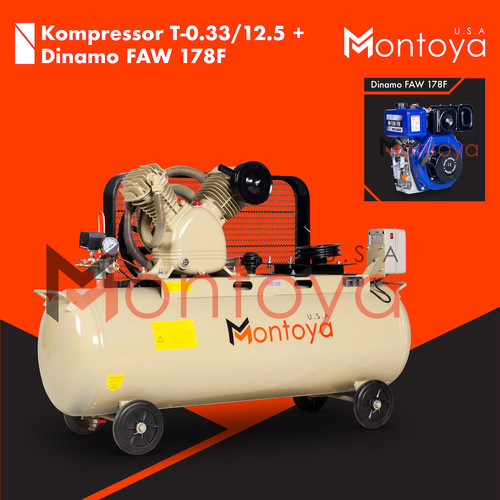 Kompresor angin MONTOYA 5,5 hp T-0.33/12,5 + Diesel FAW 178F