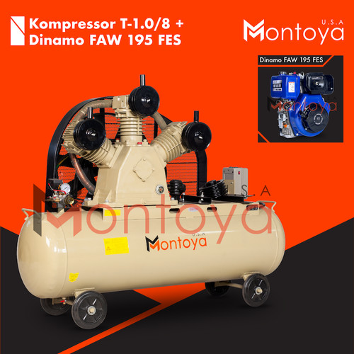 Kompresor angin MONTOYA 10 hp T-1.0/8 + Diesel FAW 195FES