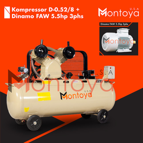 Kompresor angin MONTOYA 5,5 hp D-0.52/8 + Dinamo 5,5 hp 3 phase