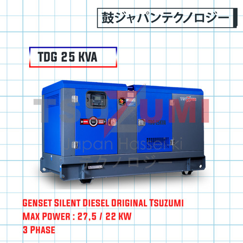 Genset Diesel silent box 20 25 30 KVA Tsuzumi TDG 25KVA 3 phase