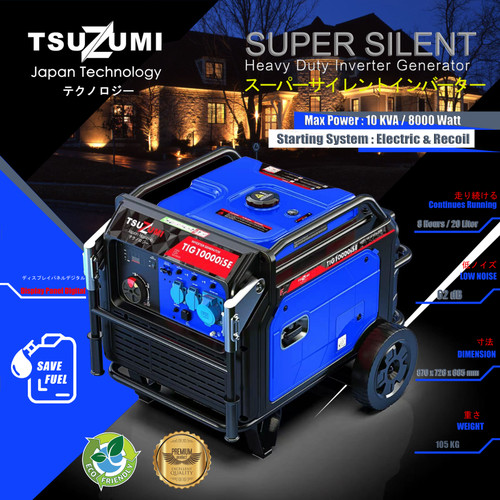 Genset Silent 10 KVA 8000 WATT Tsuzumi Japan Technology TIG 10000 ISE