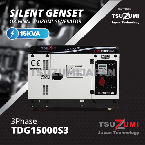 Genset Silent 15 KVA 3 Phase TDG 15000S-3 Tsuzumi Japan