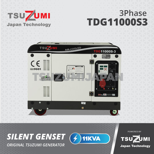 Genset 10 KVA Silent 3 Phase TDG 11000S3 Tsuzumi Japan