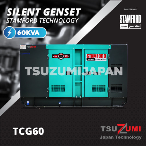 Silent genset cummins TCG 60 kva altenator stamford original