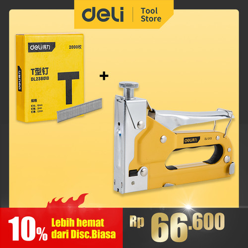 Deli Paket Komplit Staples Tembak 3in1 + Isi Ulang Model T isi 20.000