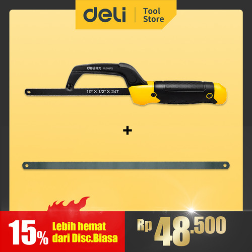 Promo Paket Deli Gergaji 10" + Mata Gergaji 12" 24 TPI Anti Putus