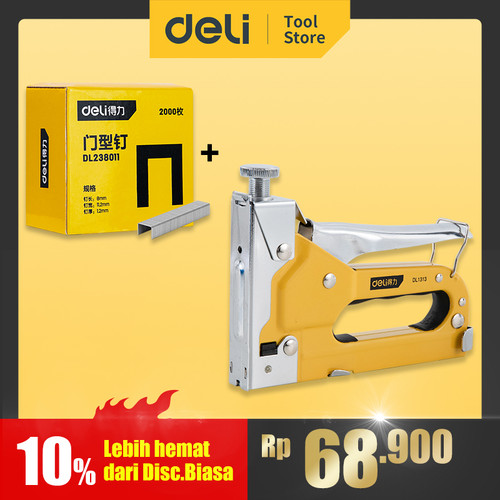 Deli Paket Komplit Staples Tembak 3in1 + Isi Ulang Model D isi 20.000