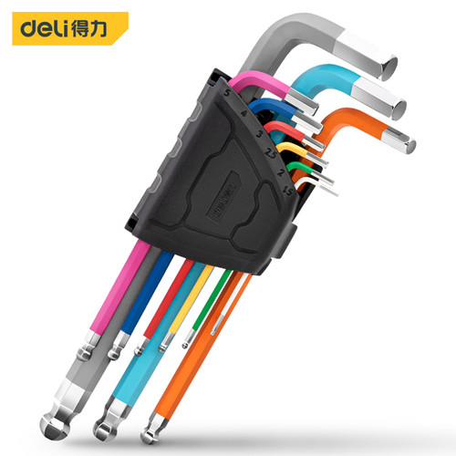 Deli Kunci L Set 9 Pcs Pelangi Ujung Bola 1.5-10mm / Hex Key DL232X09