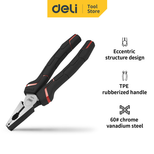 Deli Tang Kombinasi 8" Merah Premium / Combination Plier 8" PVC DL0005