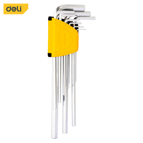 Deli Hex Key Set / Set Kunci L 9Pcs Extra Long Ujung Rata Cr-V EDL3089