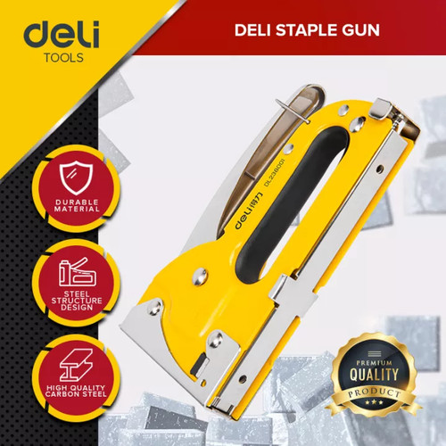 Deli Staple Gun/ Staples Stapler Tembak 4-8mm Steel Perkakas EDL238001