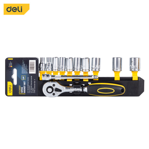 Deli Socket Sets / Paket Kunci Sok 1/2&1/4 12pcs/set Perkakas EDLX012T