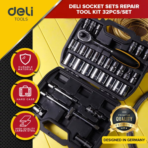 Deli 32x12.5MM Socket Sets / Paket Kunci Sok 32pcs/set Perkakas DL1032