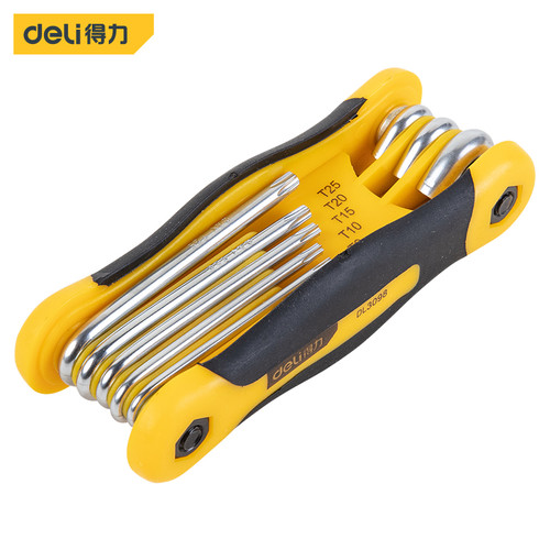 Deli Hex Keys / Set Kunci L T9-T40 Cr-v Bisa Dilipat Perkakas DL3098